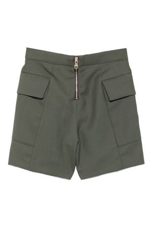 green virgin wool shorts BALMAIN PARIS KIDS | BX6B39I0196762OR